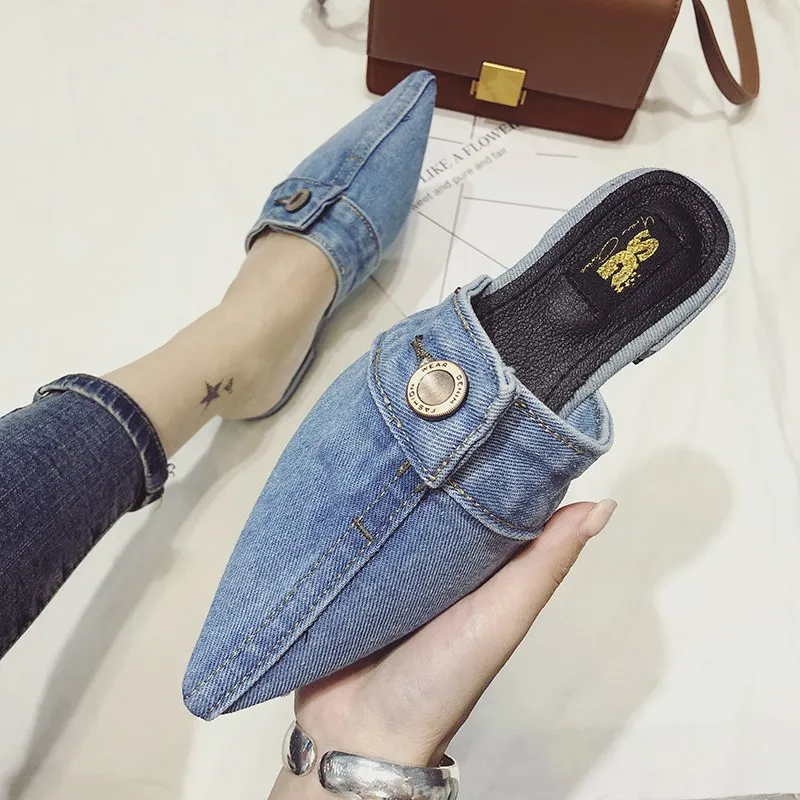 denim mules womens shoes