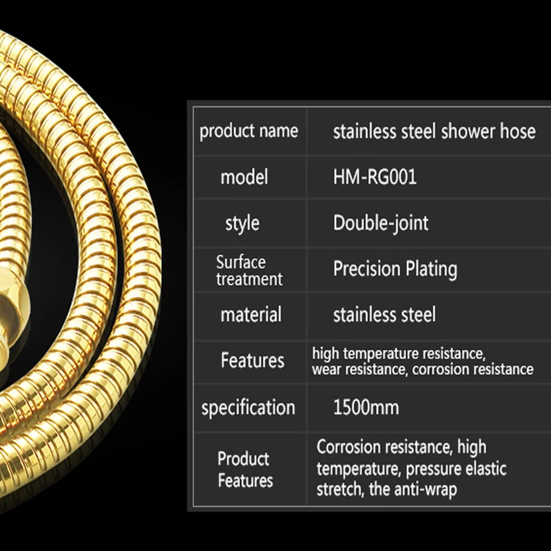 Горячая водопроводные шланги Золотой душевой шланг из нержавеющей стали 1,5 м гибкий шланг для ванной комнаты