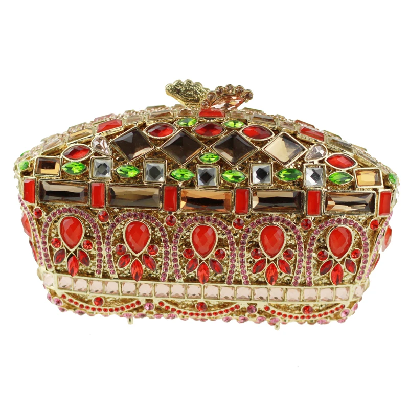 Vintage Beaded Red Clutch Purse Embellished Crystal Clutch Evening Bags