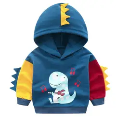 Осенние детские хлопковые худи свитшот для мальчиков и девочек с 3D принтом Монстр динозавров, повседневные топы, весенняя одежда для