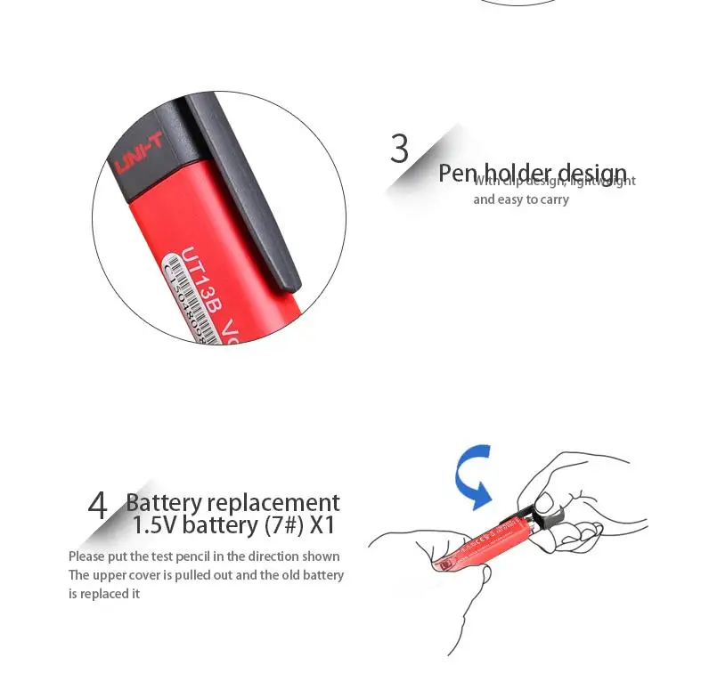 UNI-T UT13A UT13B переменное напряжение Вибрационный индикатор Чувствительность Регулируемая/зуммер/вспышка/вибрация/автоматическое распознавание/низкое напряжение дисплей