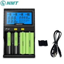 Original C4 MIBOXER Smart 4 LCD Slots Battery Charger Rechargeable Battery Charger for AA/AAA Ni-MH 26650 18650 18500 US EU Plug