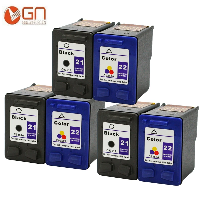GN 6x совместимый для hp 21xl 22xl картридж с чернилами 21 22 C9351A C9352A f2100 f2280 f4100 F4180 f4140 f4172