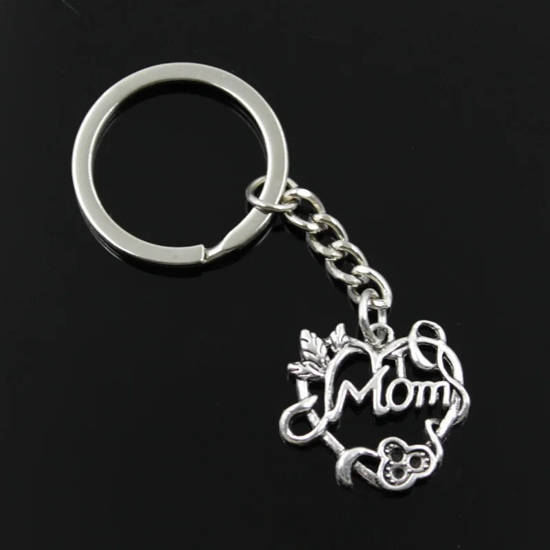 

new fashion men 30mm keychain DIY metal holder chain vintage heart mom 26x24mm silver pendant Gift