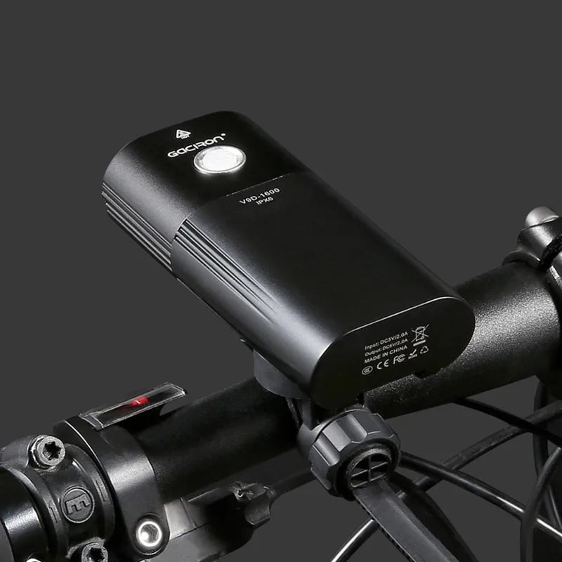 GACIRON – phare de vélo professionnel 1600 Lumens, Rechargeable par USB, pour vtt, batterie d'alimentation, lampe frontale étanche