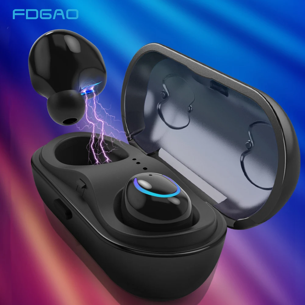 

FDGAO Sport Bluetooth Headset with Charging Box Stereo Wireless Microphone Headphones Earphone for iPhone Xiaomi Sunsung Huawei