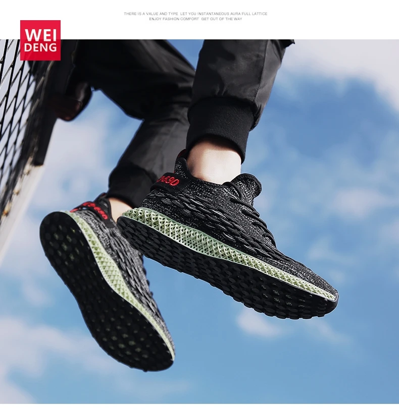 WeiDeng Future 4D сетчатая воздушная трикотажная обувь, ультракрутая дышащая обувь для бега, мужская повседневная обувь для отдыха, весна-лето, INS
