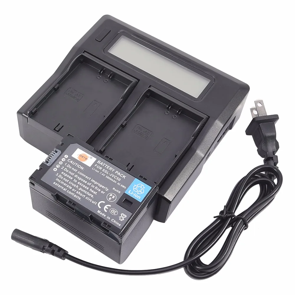 DSTE Li ion SSL JVC50 Battery + 1.5A Dual Charger for JVC GY HM600 GY