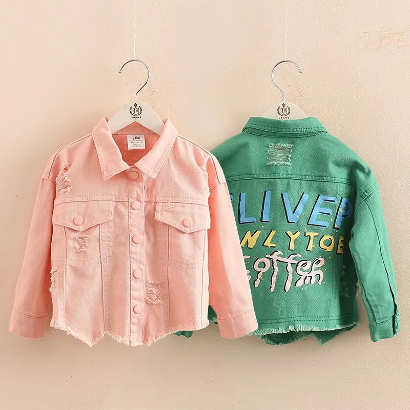2021 Autumn Spring New Fashion2 3 4-8 10 12 Years Teenage Christmas Gift Little Child Baby Coat Tops Kids Denim Jacket For Girls | Детская