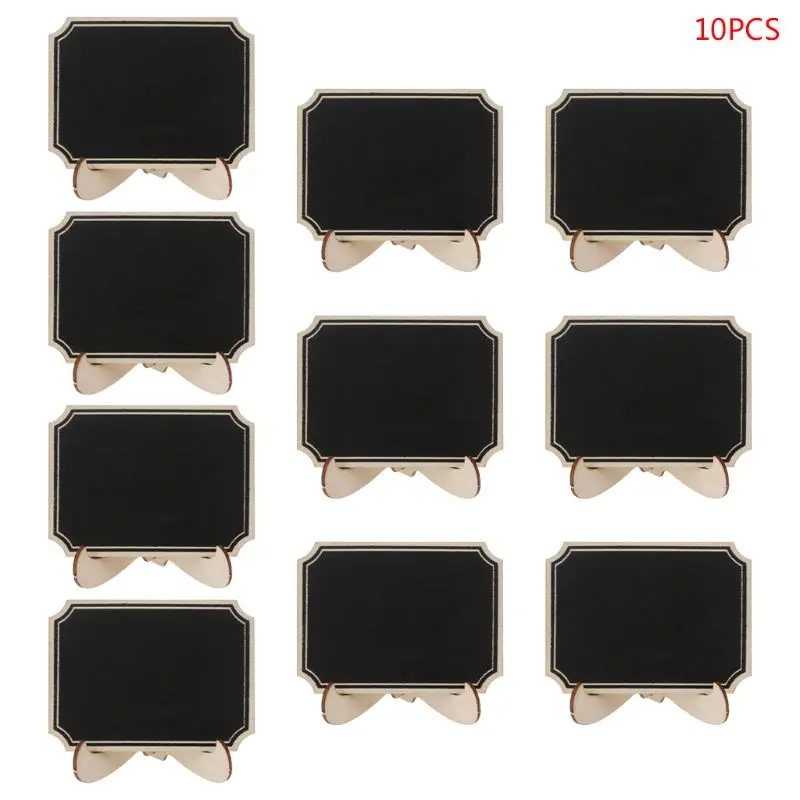 10pcs Mini Wooden Message Blackboard Note Sign Memo Chalkboard Stand Holder