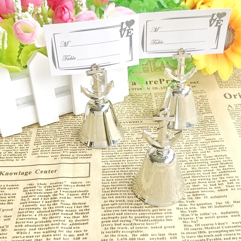 

FREE SHIPPING(15pcs/Lot)+"Nautical Anchor" Kissing Bell Place Card/Photo Holder Beach Themed Wedding Party Decoration Favors