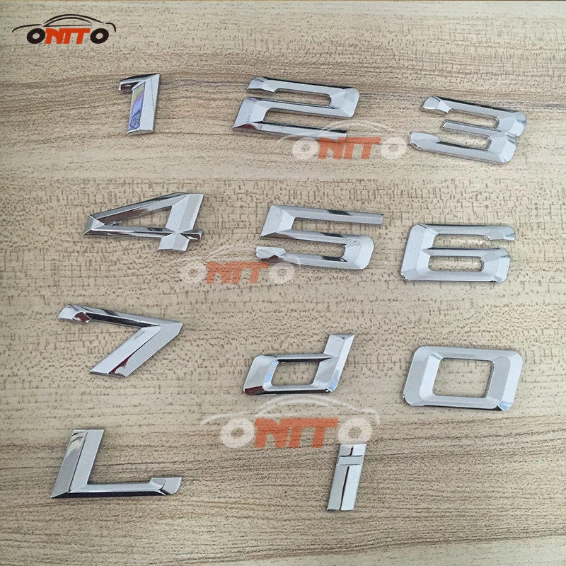 

1pcs 1 0 2 3 4 5 6 7 8 L d i Chrome Number 3d stickers Car embler sticker for BMW E60 E90 F10 F30 F15 E63 E64 E65 E86 E89 E85