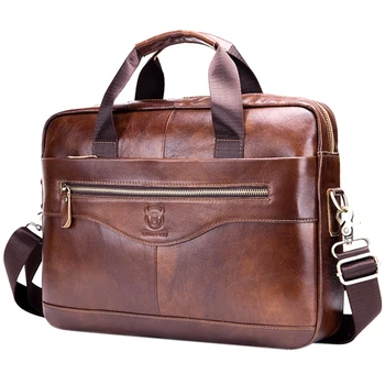 

JHD-BULLCAPTAIN Genuine Leather Men'S Briefcase Vintage Business Computer Bag Fashion Messenger Bags Man Shoulder Bag Postman