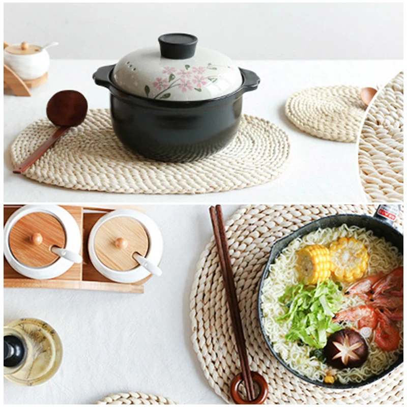 

Thickened Insulation Tea Mat Japanese Natural Corn Fur Table Mat Table Mat Heat-Resistant Casserole Mat