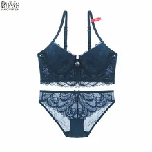 JYF, новинка, Модный женский сексуальный кружевной комплект нижнего белья, вышивка, перо, элемент, глубокий v-образный вырез, комплект бюстгальтера, тонкая секция, удобные комплекты нижнего белья