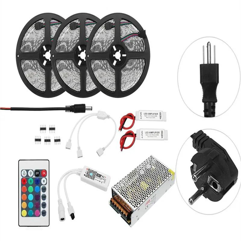 

15M Non-waterproof LED Strip SMD5050 RGB Alexa APP Home Wifi Control Smart LED Strip Light Kit AC110-240V