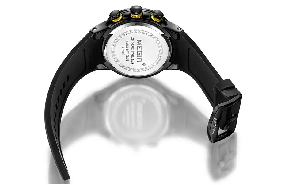 MEGIR, спортивные кварцевые часы с хронографом для мужчин, силиконовый ремешок, водонепроницаемые светящиеся наручные часы, мужские часы, 2106 синий цвет