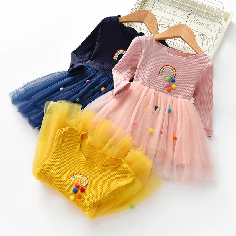 

BibiCola girls fashion dress 2018 fashion long sleeve lace vestidos for children kids spring autumn dress girls clothing bebe