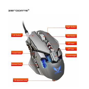 

ZERODATE 3200 DPI USB Wired Competitive Gaming Mouse 7 Programmable Buttons Mechanical Macro Definition Programming Game Mice