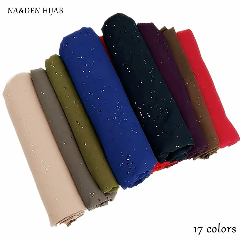 

NEW Glitter plain bubble chiffon hijab solid color scarf scarves fashion Muslim scarfs popular hijabs gorgeous muffler 10pcs/lot