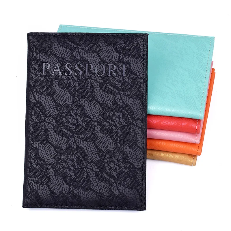 

Lace Pattern Travel Passport Holder Cover PU leather wallet Men Women Credit Card Holder Case