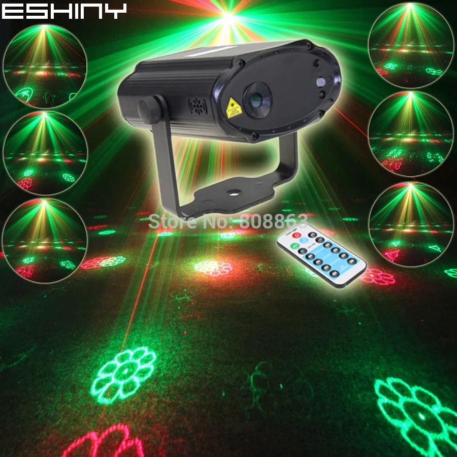 ESHINY Mini R & G Laser 12 рождественских шаблонов проектор танцевальный диско бар