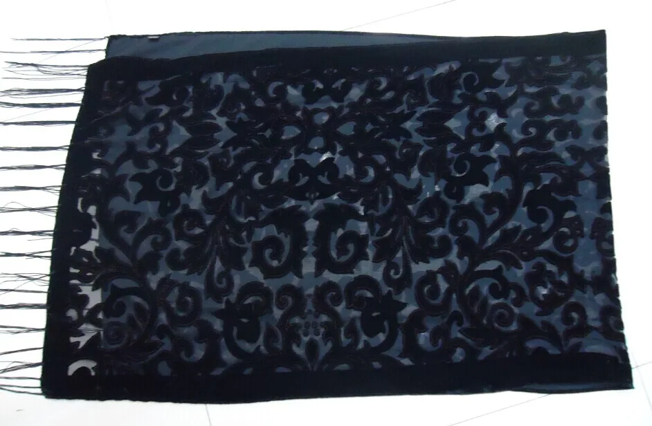 Very Cheap eNMET 2017 USA New Black Velvet Burnout Scarf Female Wedding Shawl Baroque Muslim Hijab Style Wrap Pashmina Gift For Lovers
