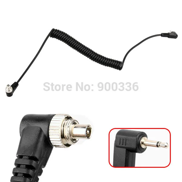 Nikon D300S D300 D200 D100 SLR Camera to Male PC Screw-Lock Sync Cord for Canon 580EXII 7D 5DII 50D 40D 2.5mm Mini