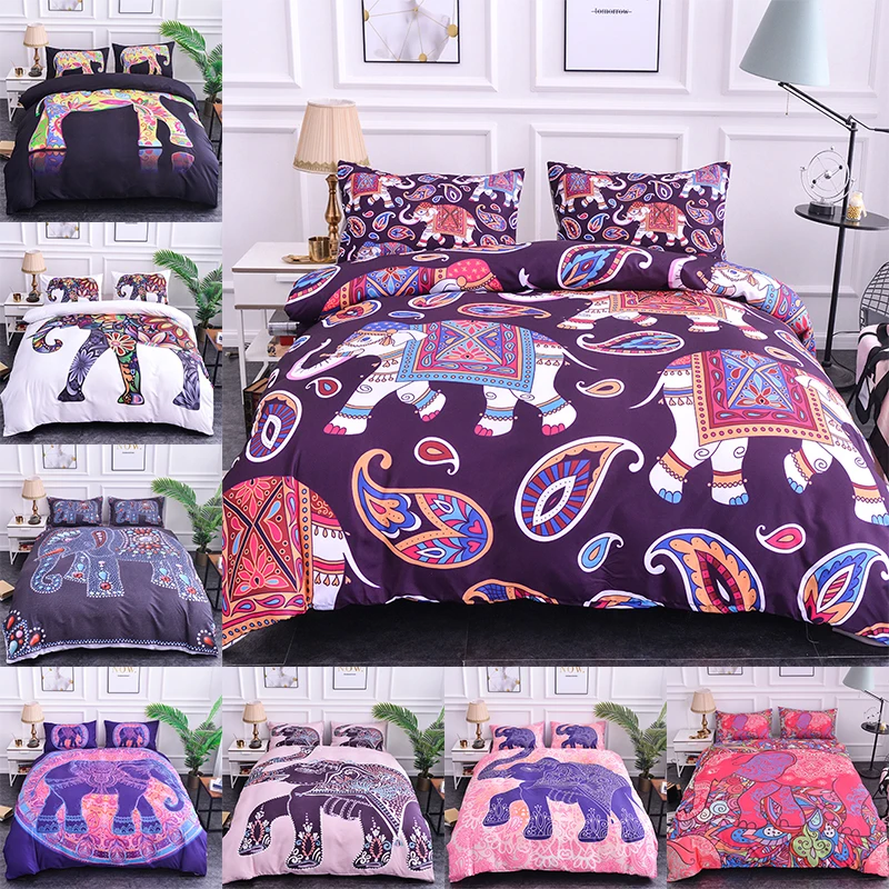 Boniu 3d Classical Elephant Bedding Set 2 3pcs Ethnic Indian