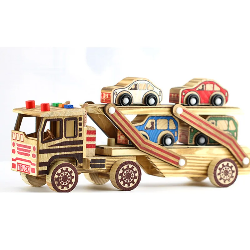 Wooden Double Deck Flat-bed Truck Model Toys Kids Children Boys Foldable Car Transport Vehicle Toy Decoration Brithday Gifts Wooden Double Deck Flat-bed Truck Model Toys Kids Children Boys Foldable Car Transport Vehicle Toy Decoration Brithday Gifts