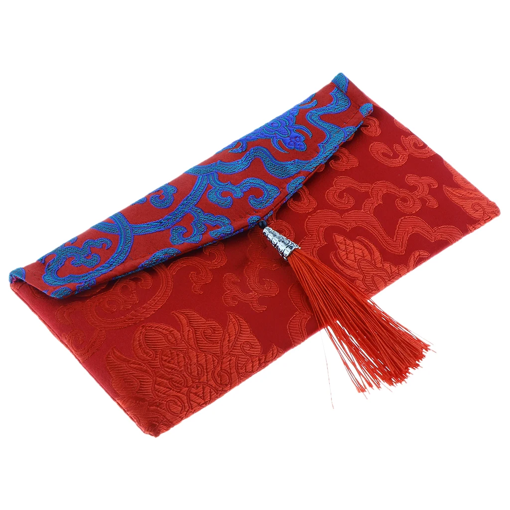 Chinese Knot Coin Traditional Wedding New Year Red Money Envelope Bag Tassel Cloth Embroidery Packet Gift Party Favor Purse