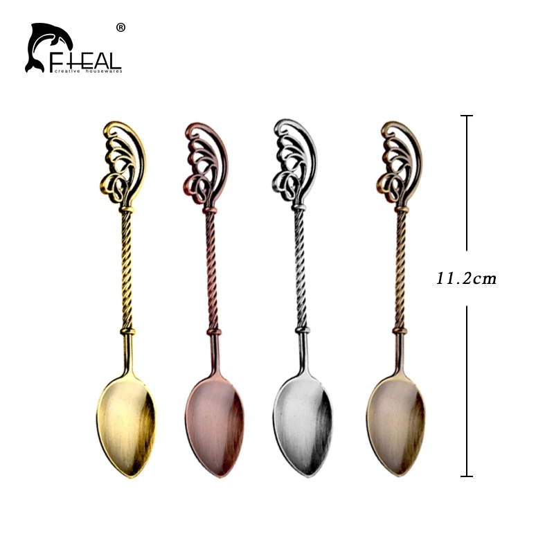 FHEAL 4 قطعة/المجموعة الجناح على شكل القهوة المجارف الفولاذ المقاوم للصدأ مقبض طويل اثارة ملعقة Coffeeware كعكة الشاي القهوة حلويات أداة