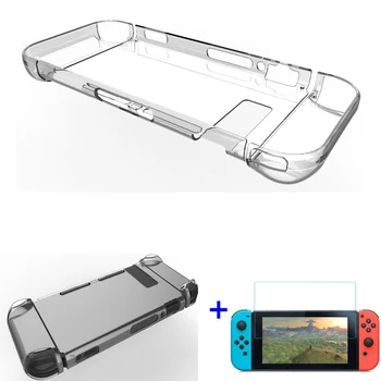 

Nintend Switch Transparent Back Shockproof Protective Shell Cover Case + Tempered Screen Protector Film for Nintendos Switch NS