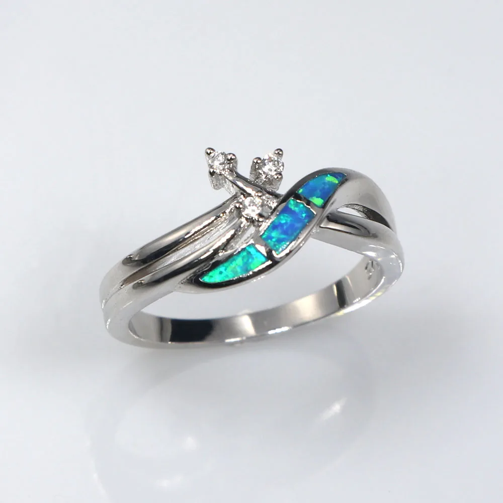 

JLR-1785 New Design Wavy Blue Fire Opal Ring Female Fashion Cocktail Ring