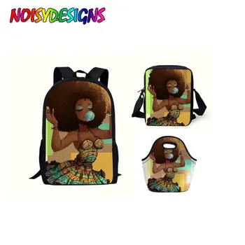 

NOISYDESIGNS Large Capacity Book Bags for Kids Black Art African Girls Printing School Bags Children Primary Schoolbag Bagpack