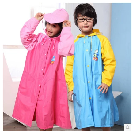 

100-155cm Quality PVC waterproof kids thick long schoolbag raincoat for boys girls rain ponchos chubasquero