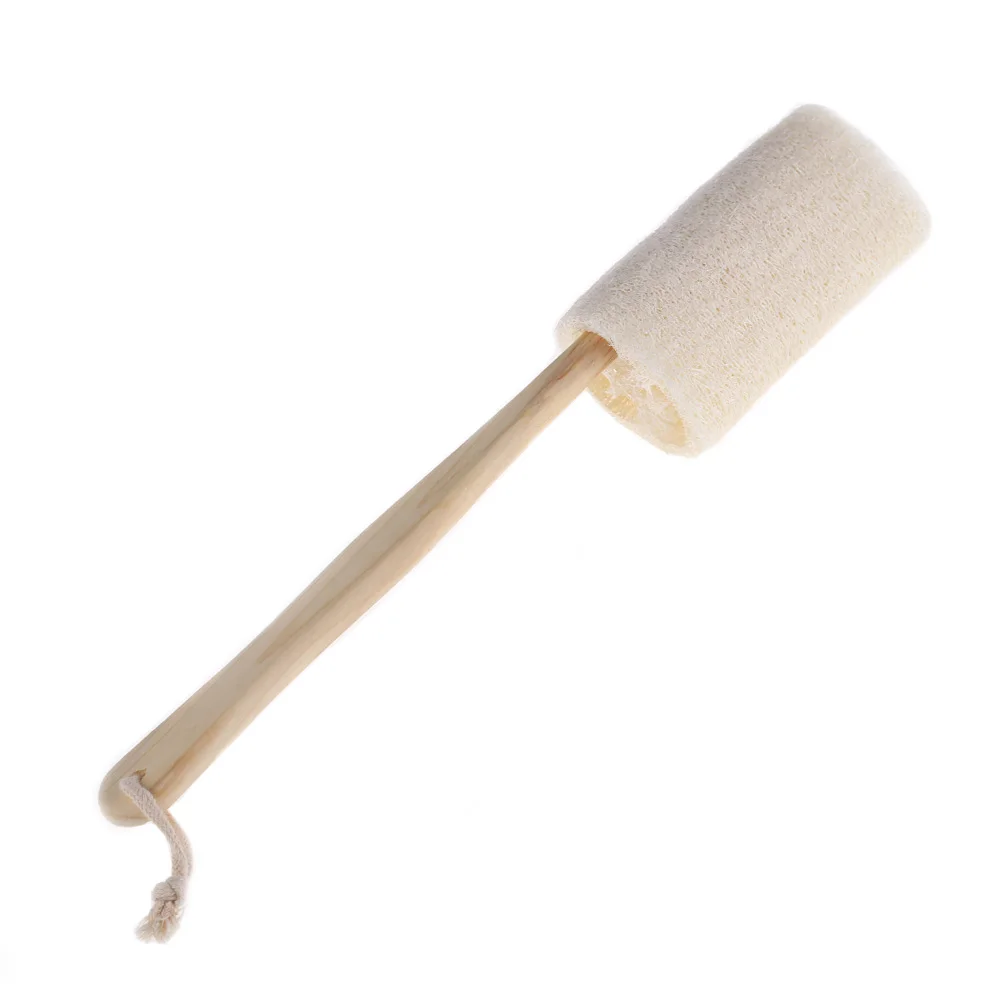 

11.7*6cm New Natural Loofah Long Wood Handle Shower Bath Body Back Brush Spa Scrubber
