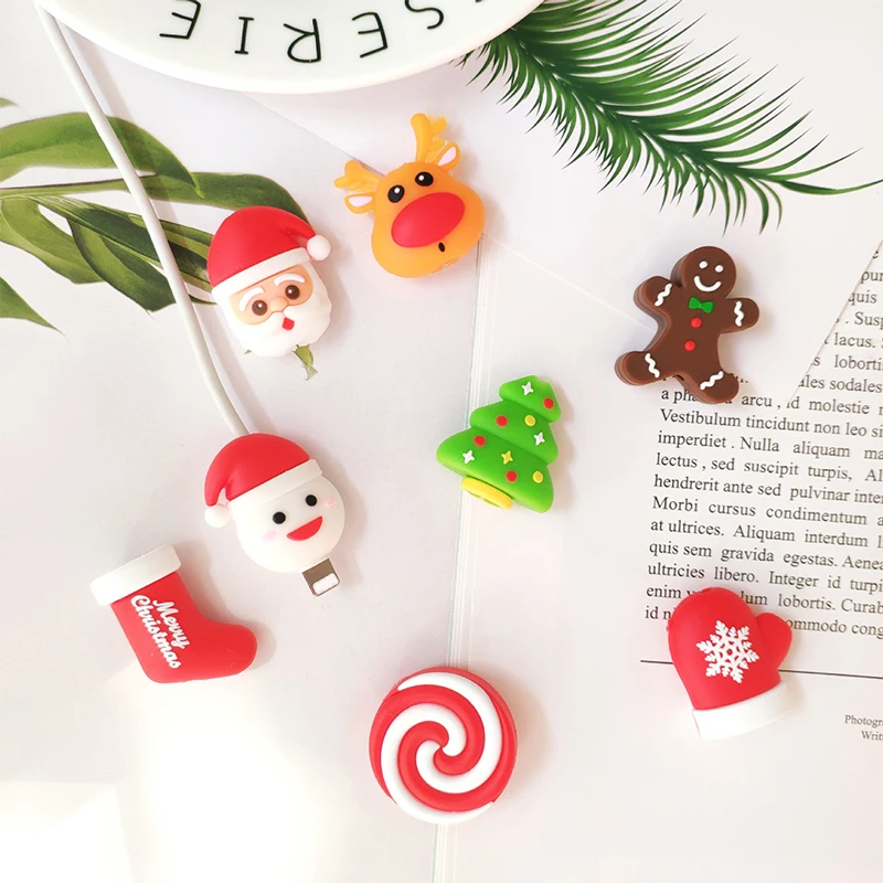 

Christmas Santa Claus Tree Cable Protector Data Line Cord Protector Protective Case Cable Winder Cover USB Charging Cable