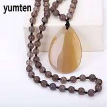 

Yumten Men Long Necklace Natural Agate Water Drop Pendant Fashion Jewelry High End Party Accessories Collier Colar Sale Skyrim