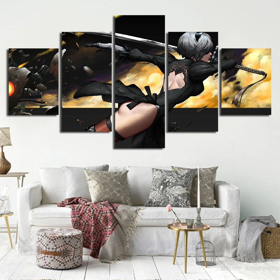 Waliicorners Canvas Modern Pictures Home Decoration 5 Pieces Automata Paintings Wall Art Hd Prints Anime Poster Modular Living Room Framed 8 HTB1DctNTYrpK1RjSZTEq6AWAVXal