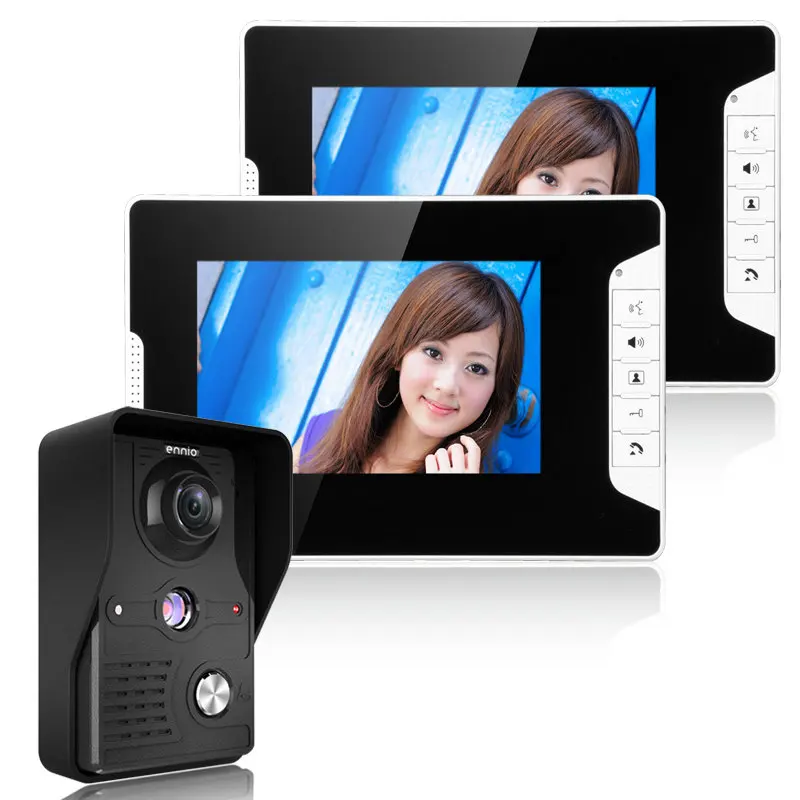 

DHL Free Shipping 7" LCD Video Door Phone Intercom System with 1 Night Vision IR Camera 2 Monitor Rainproof