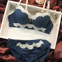 Для молодых девушек; детское нижнее белье комплект из 3 изделий, однобортный кружевной сексуальный комплект нижнего белья пуш-ап хлопок бамбука для женщин комплект с бюстгальтером