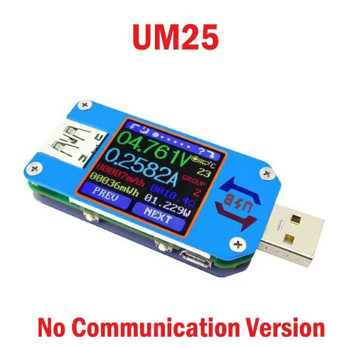 UM25 UM25C Для APP USB 2,0 Тип-C ЖК-дисплей Вольтметр Амперметр Напряжение измеритель тока, для батареи зарядки измерения с 35 Вт LD35 HD35 нагрузки - Color: UM25