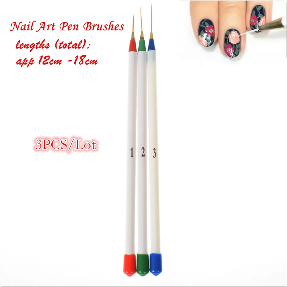 

Set 3Pcs/Pack Fine Drawing Striping Liner Design Tips Nail Art Pen Brushes Brush Salon DIY Gel