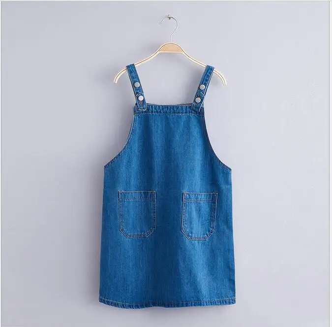 

2017 Teenager Wash Blue Denim Dresses Junior Fashion Jean Suspender Dress Big Baby Girls Spring wholesale clothing