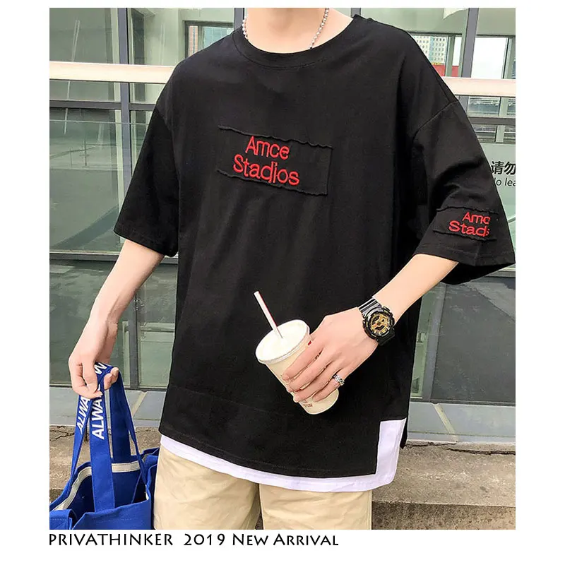 Privathinker Harajuku футболка Homme яркое негабаритное для мужчин 2019 летняя Японская