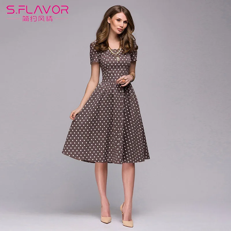 Dot-printing-vestidos-for-female