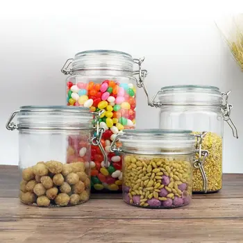 

VFGTERTE 1PC 150ml/250ml/400ml/800ml/1250ml/1550ml Plastic Food Storage Jar with Airtight Seal Cover Lid Home Kitchen Organizer