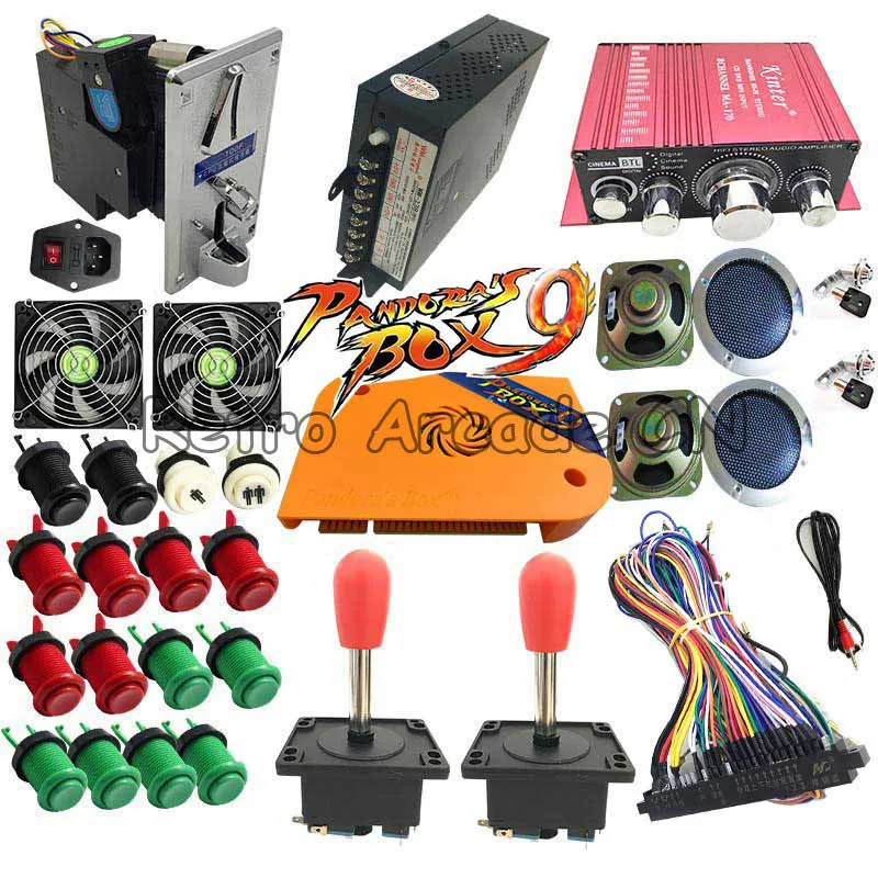 DIY American style Arcade game machine with Pandora box 9 PCB 1500 in 1 Happ button and joystick jamma harness HDMI VGA full kit