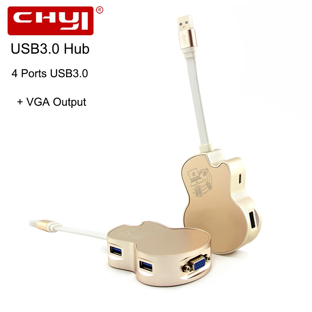 

Aluminum Alloy 3 Ports USB 3.0 Hub With VGA Output Micro USB Port Multi USB Splitter Adapter For Macbook Computer Accessories